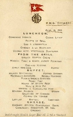 All’asta il menu dell’ultima cena sul Titanic