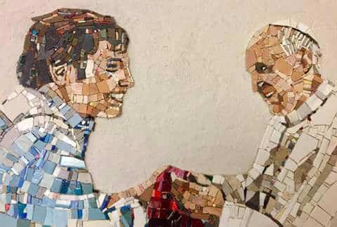 Enrico Battistutta e il mosaico con Papa Francesco