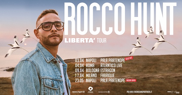 Rocco Hunt raddoppia al Palapartenope con una nuova data del “Libertà Tour”